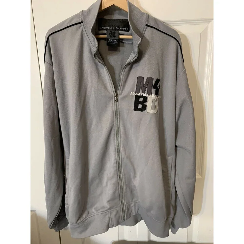 Makaveli Branded Tupac Shakur 2Pac Full Zip‎ Track Jacket - Men’s XL Gray